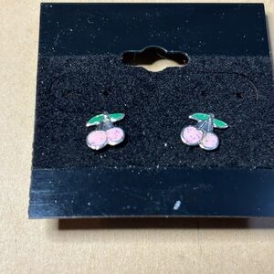 Pink Cherry Stud Earrings